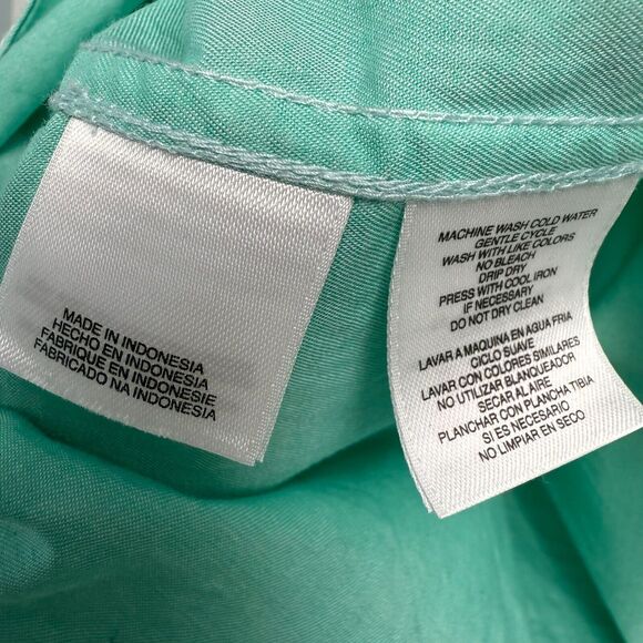 Jones New York Shirt Womens XL Turquoise Button Up Roll Tab Sleeve Cotton Top - Picture 4 of 7